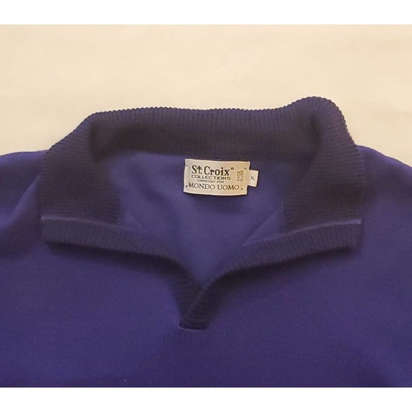 St. Croix Collections For Mondo Uomo 1/4 Zip Sweater XL Purple Linen Blend USA - Picture 3 of 7